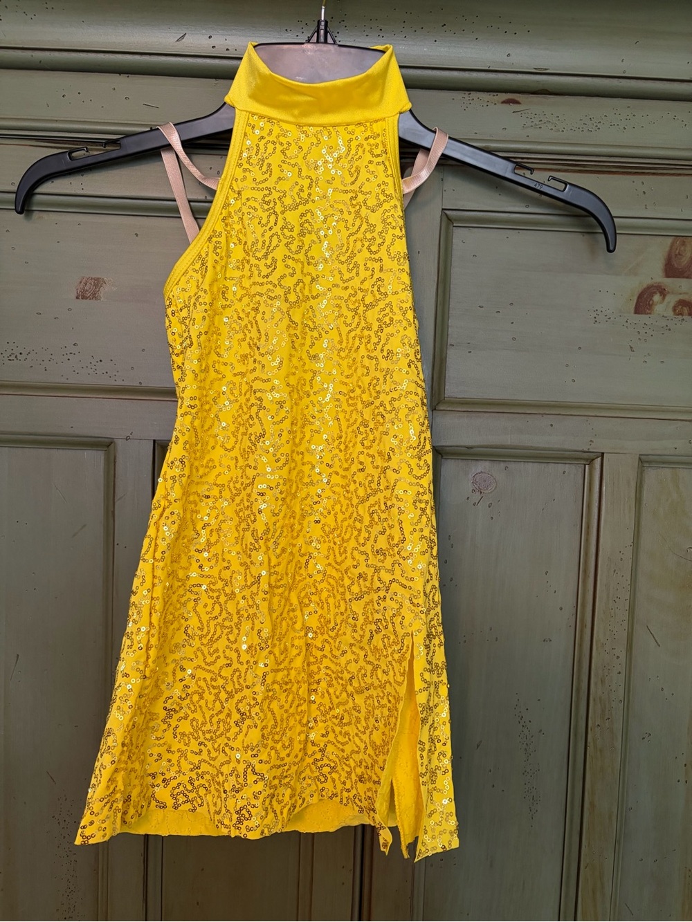 Weissman Yellow Sequin Halter Dance Dress Im a Lady 11077 - Picture 2 of 7